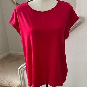Coldwater Creek Capped Sleeve Red Comfort Tee Top Size Medium